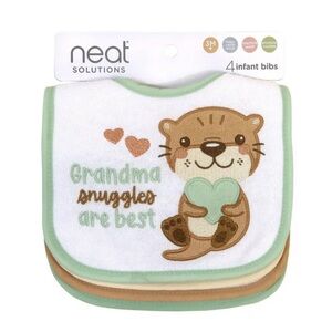 NWT 4-Pack Neat Solutions Gender Neutral “Grandma” Baby Bibs